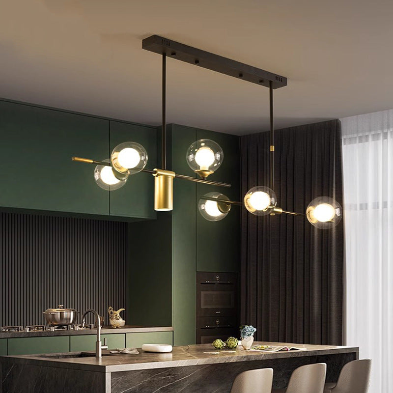 Moderner Mid-Century Eisenglas Magic Bean 7-Licht Inselleuchter Kronleuchter für Esszimmer 