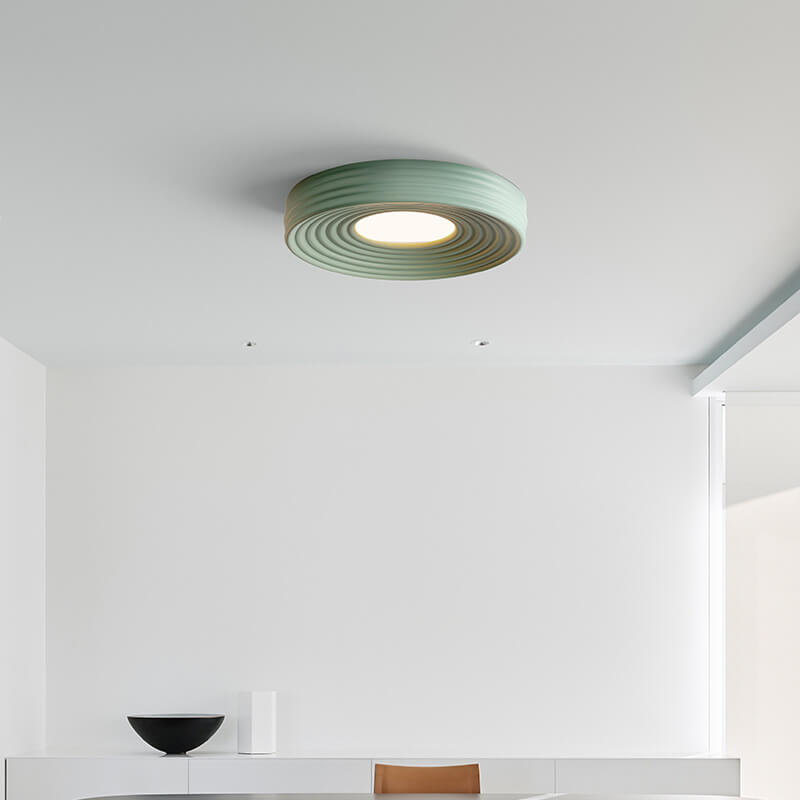 Contemporary Nordic Stripes Round Aluminum LED Flush Mount Ceiling Light For Living Room