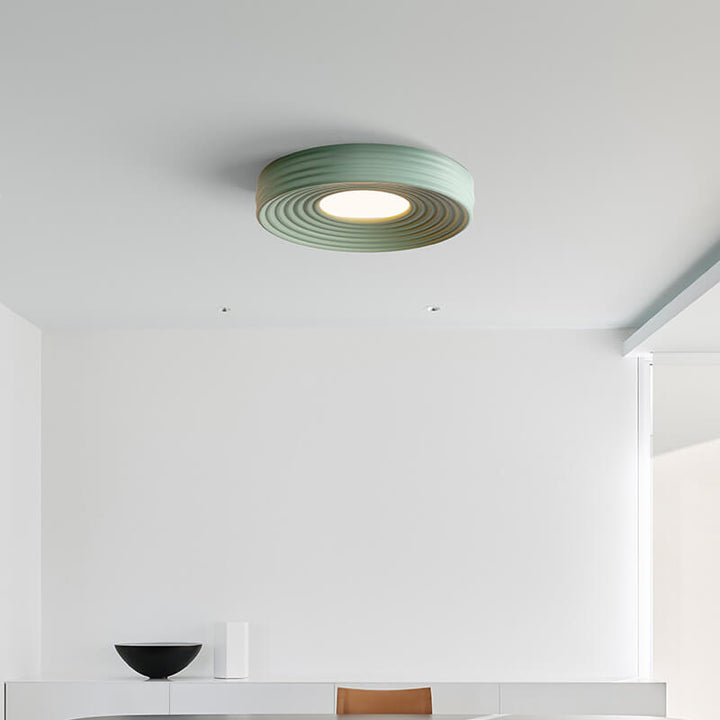 Contemporary Nordic Stripes Round Aluminum LED Flush Mount Ceiling Light For Living Room