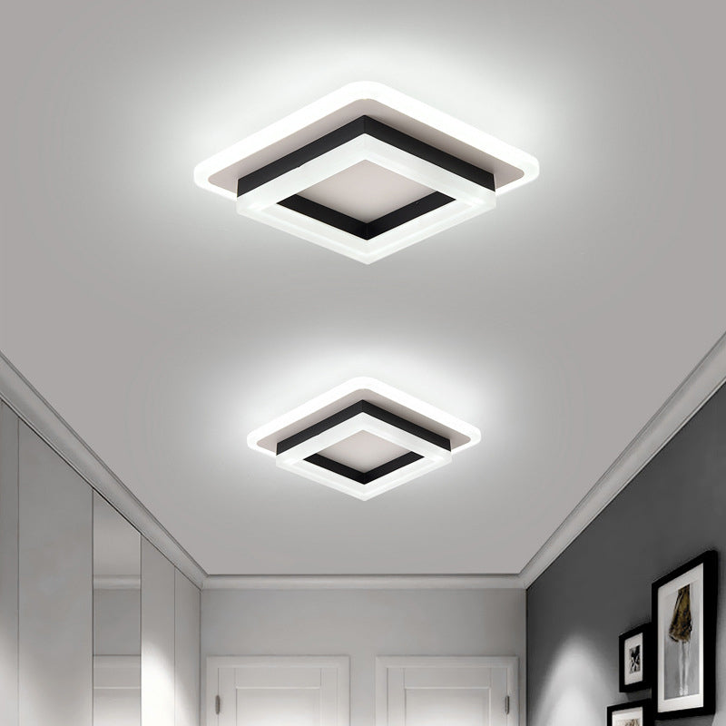Luz de techo LED de montaje empotrado con pantalla cuadrada redonda geométrica acrílica de simplicidad moderna para sala de estar 