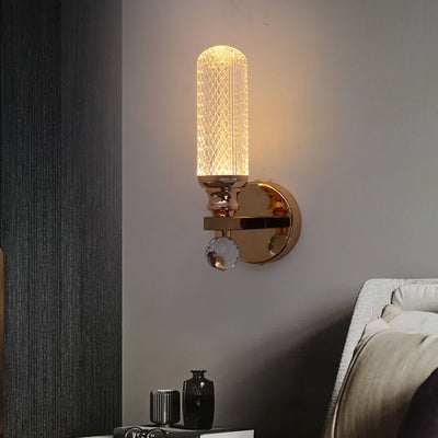 Modern Luxury Cylindrical Hardware Acrylic 1-Light Wall Sconce Lamp