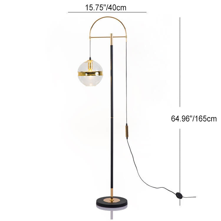 Moderne minimalistische Angelrute Kugel Eisen Glas Marmor 1-Licht Stehlampe 