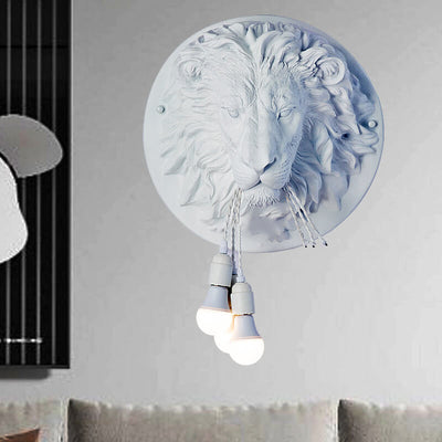 Applique murale 3 lumières Nordic Creative en résine avec tête de lion 