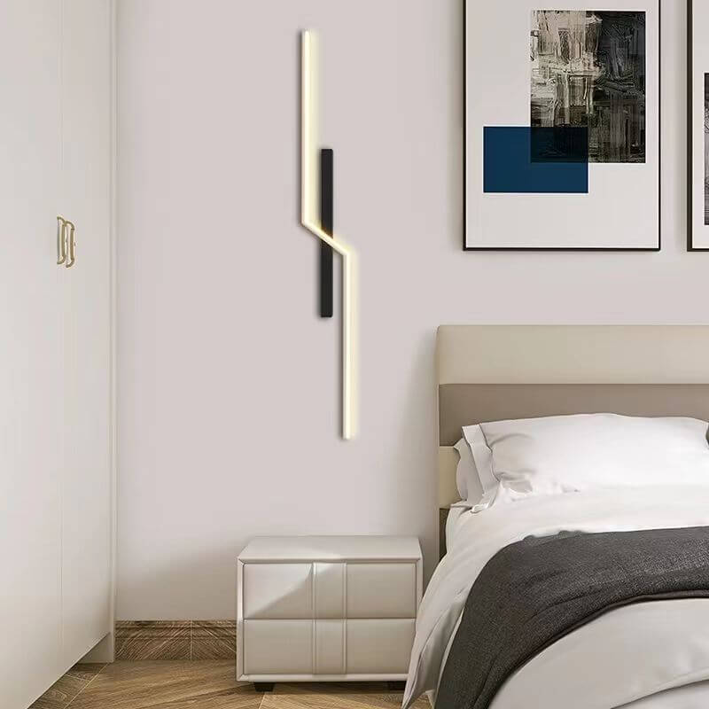 Modern Minimalist Geometry Lines Aluminum Iron Silicone LED Wall Sconce Lamp for Living Room