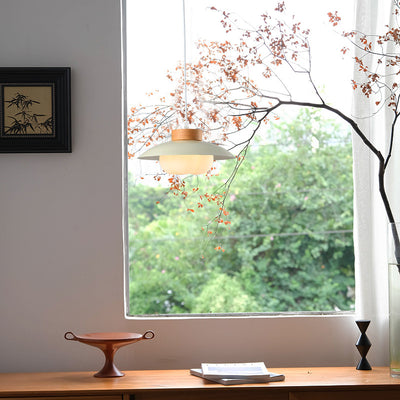 Zeitgenössische nordische Eisenholz PE Schüssel 1/2/3 Licht Kronleuchter Insel Licht für Esszimmer 