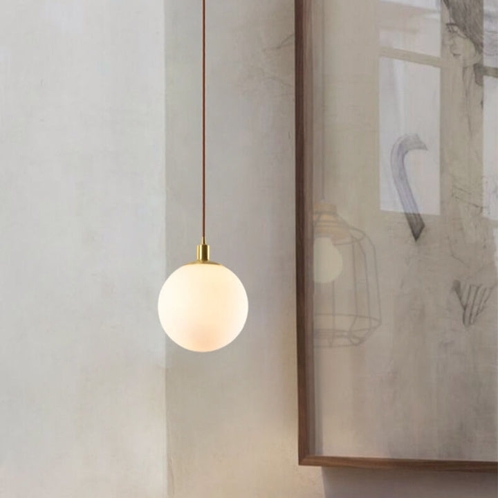 Lámpara colgante de 1 luz, orbe blanca minimalista nórdica 
