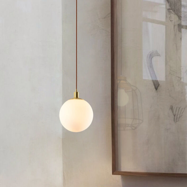 Nordic Minimalist White Orb 1-Light Pendant Light