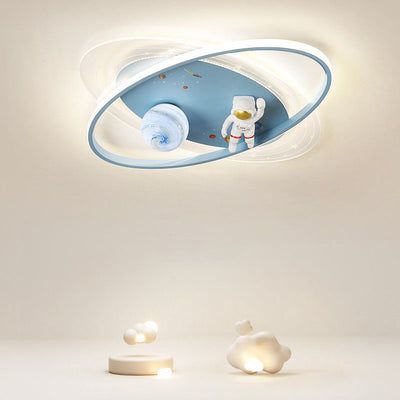 Children Creative Cartoon Astronaut Moon Acrylic LED Kids Flush Mount Ceiling Light