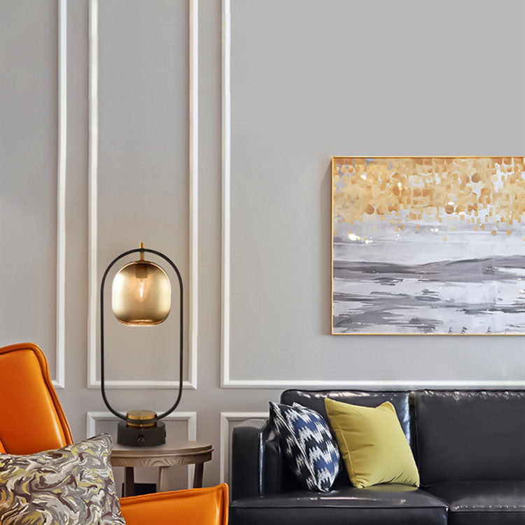 Moderner minimalistischer kreativer Schmiedeeisen-Oval-1-Licht-Tischlampe 