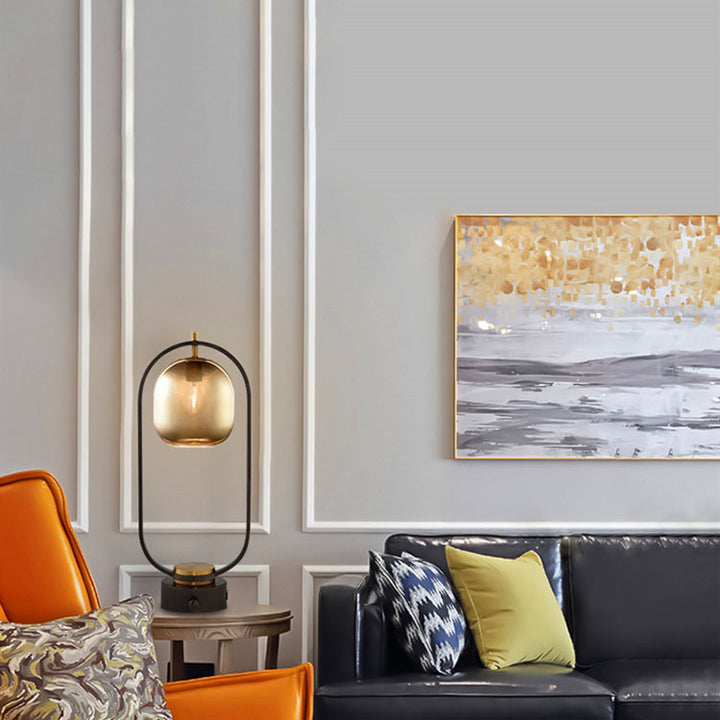 Moderner minimalistischer kreativer Schmiedeeisen-Oval-1-Licht-Tischlampe 