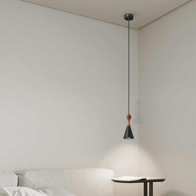 Nordic Simple Wood Art Full Copper Horn 1-Light Pendant Light
