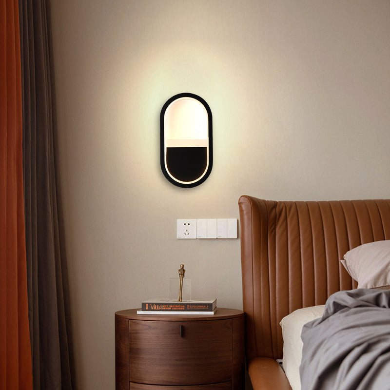 Moderne minimalistische Eisen Silikon elliptische Kreisbogen LED Wandleuchte Lampe für Schlafzimmer 