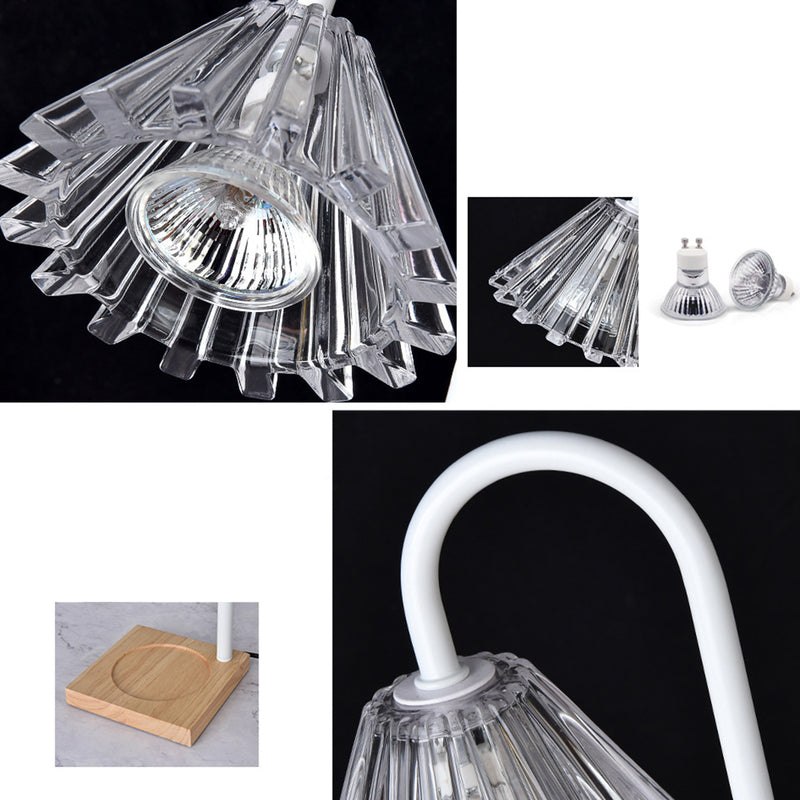 Lámpara de Mesa de Cera Derretida de 1 Luz de Vidrio de Hierro de Madera Redonda Minimalista Moderna para Dormitorio 