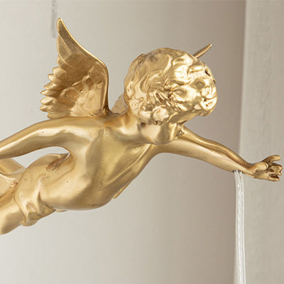 French Light Luxury Crystal Brass Flower Angel Shape 1-Light Wall Sconce Lamp