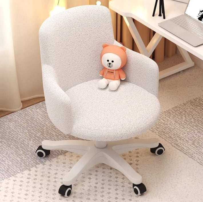 Modern Minimalist Fabric Velvet Nylon Sponge Round Rotatable Desk Chair Backrest Armrest For Home Office
