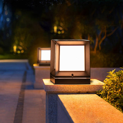 Zeitgenössische industrielle ABS-Quadrat-Acryl-1-Licht-Solar-wasserdichte Landschaftsleuchte für die Terrasse im Freien 