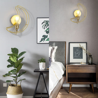 Moderne Mid-Century Mond Kupfer 1-Licht Wandleuchte für Wohnzimmer 