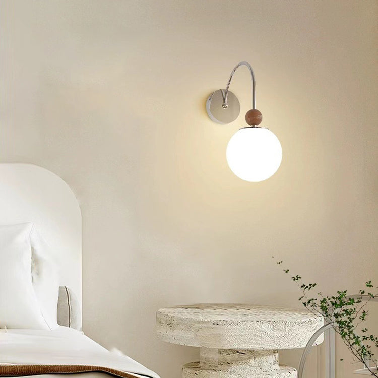 Moderne minimalistische runde Kugel Eisen Glas 1-Licht Wandleuchte Lampe für Wohnzimmer 