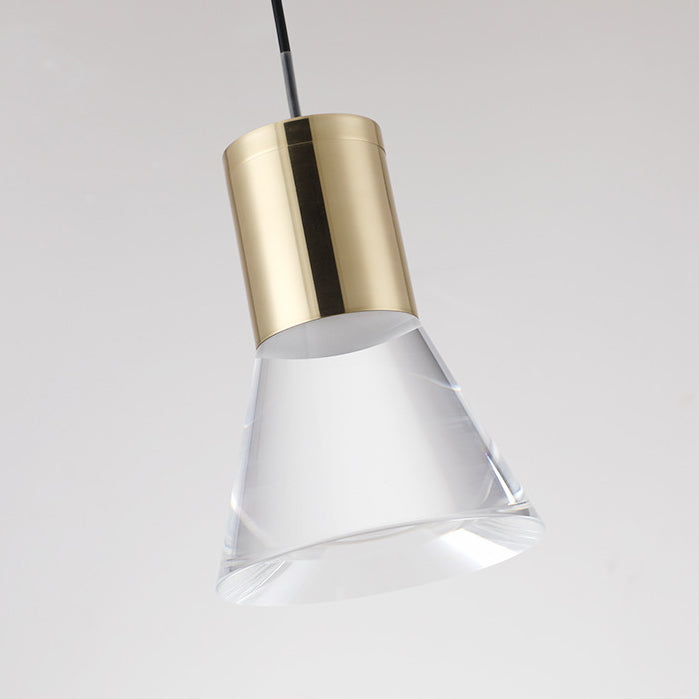 Lustre Suspendu LED Semi-Conique en Acrylique et Cuivre Complet Nordique Contemporain pour Chambre 