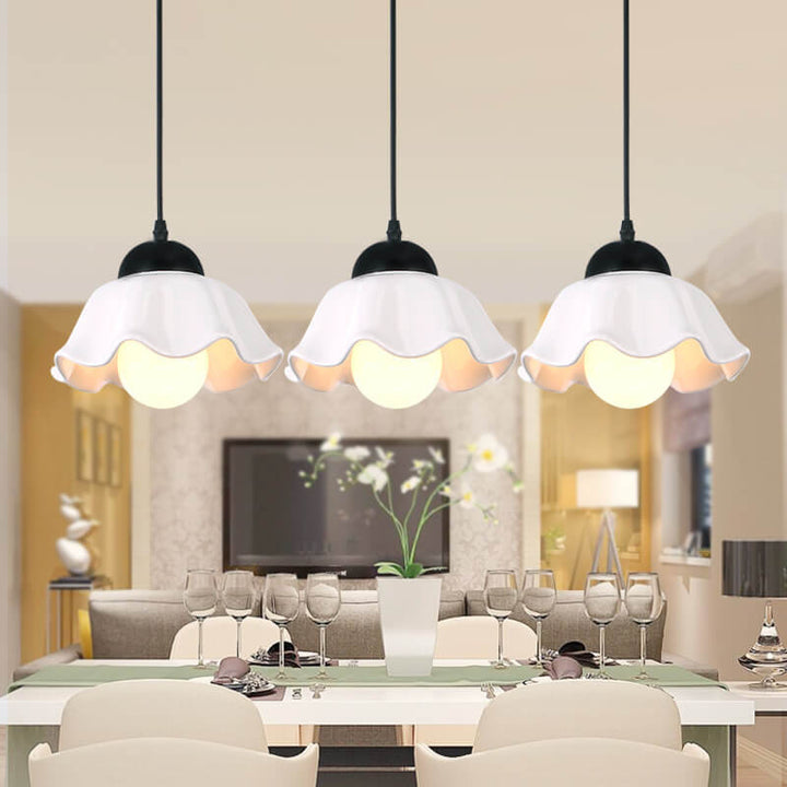 Moderner minimalistischer floraler Eisen-Keramik 1/3-Licht-Insel-Licht-Kronleuchter 