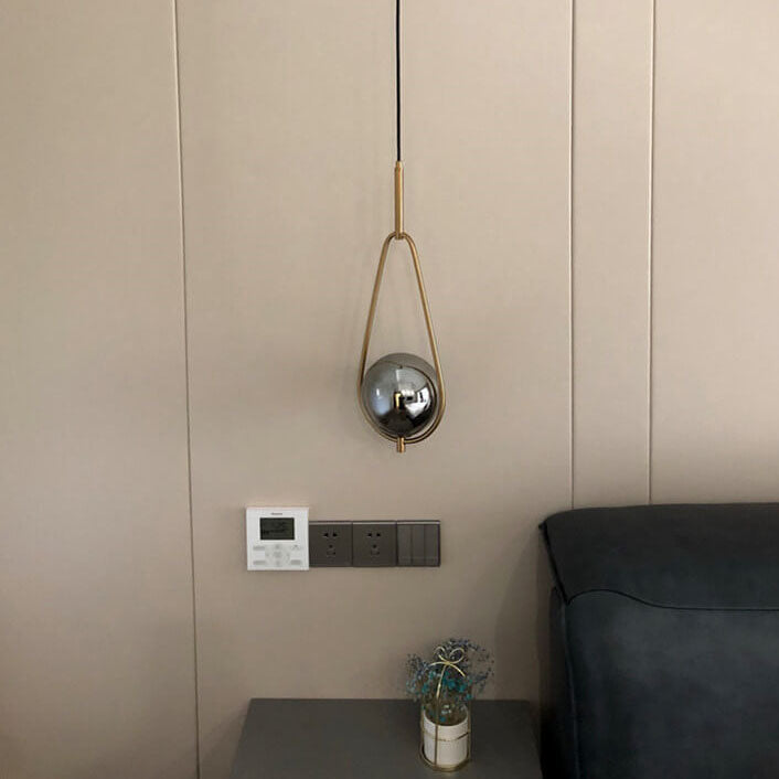 Moderne minimalistische Kugelglas-Eisen-Hängeleuchte mit 1 Licht 