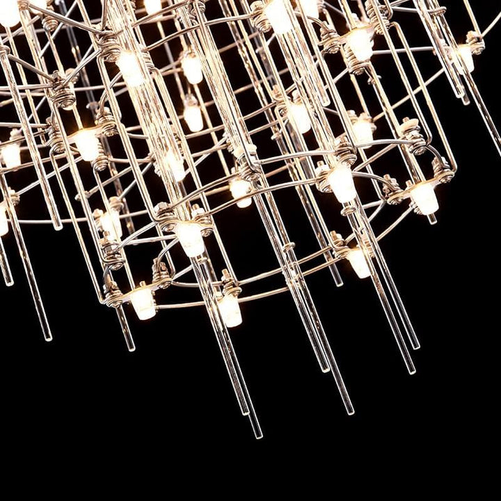 Moderne Luxus Runde Pole Edelstahl LED Kronleuchter Für Wohnzimmer 