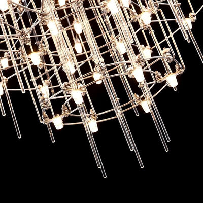 Modern Luxury Round Pole Stainless Steel LED Chandelier For Living Room