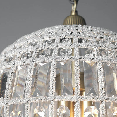 French Vintage Hot Air Balloon Crystal 3-Light Chandelier