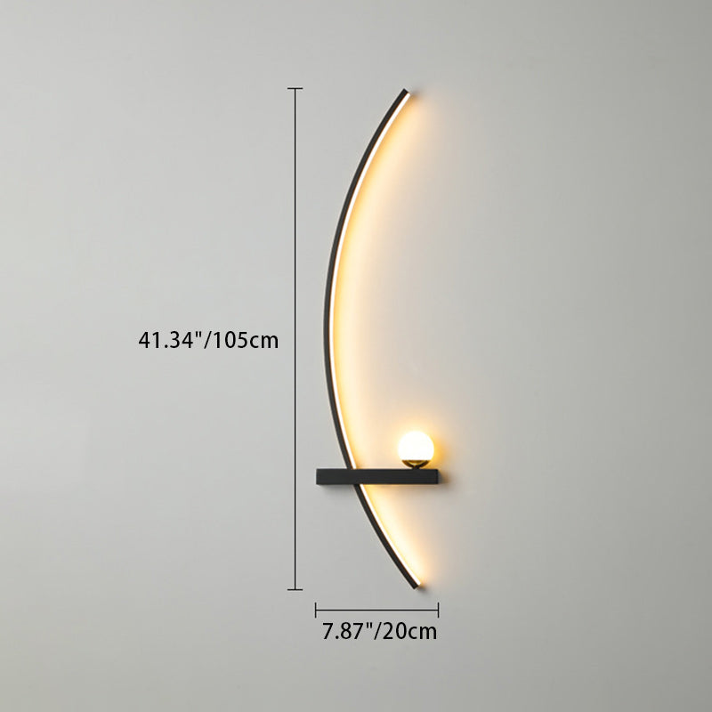 Lámpara de Aplique de Pared LED de Hierro Silicona Esférica Rectangular Larga Curvada Minimalista Moderna Para Dormitorio 
