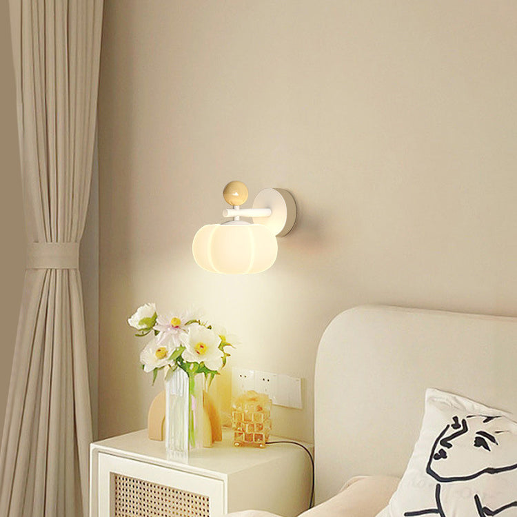 Moderne minimalistische Kürbis Orb PVC Eisen LED Wandleuchte Lampe für Schlafzimmer 