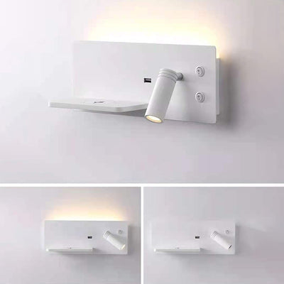 مصباح حائط عصري صناعي مستطيل LED قابل للشحن عبر USB قابل للدوران لغرفة النوم 