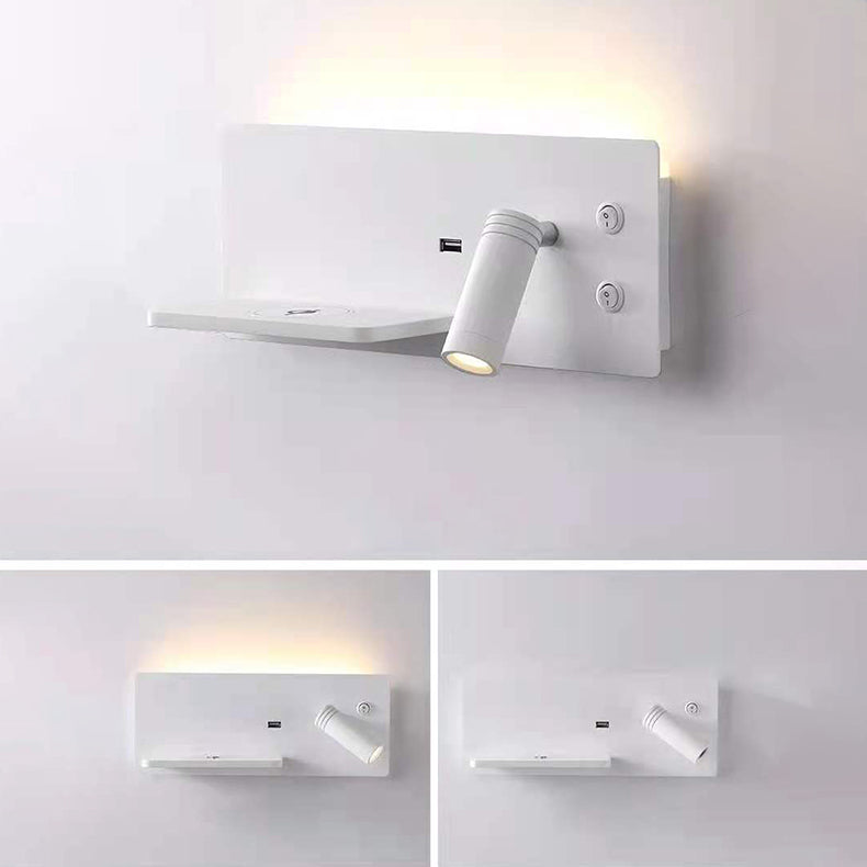 Contemporary Industrial Rectangular USB Rechargeable LED Rotatable Spotlight Wall Sconce Lamp For Bedroom