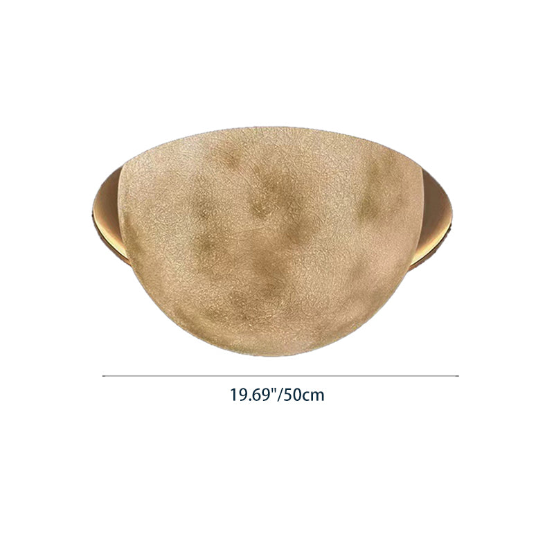 Plafonnier contemporain créatif en résine et fibre de verre demi-cercle lune texture convexe 1-lumière pour chambre 