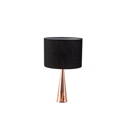 Lampe de table contemporaine scandinave à base conique en tissu noir 1 lumière pour bureau 