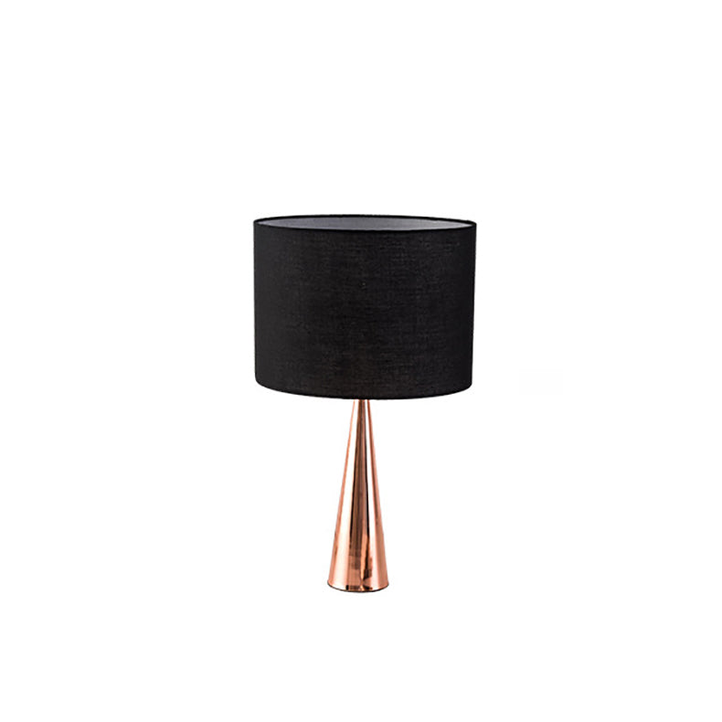 Lampe de table contemporaine scandinave à base conique en tissu noir 1 lumière pour bureau 