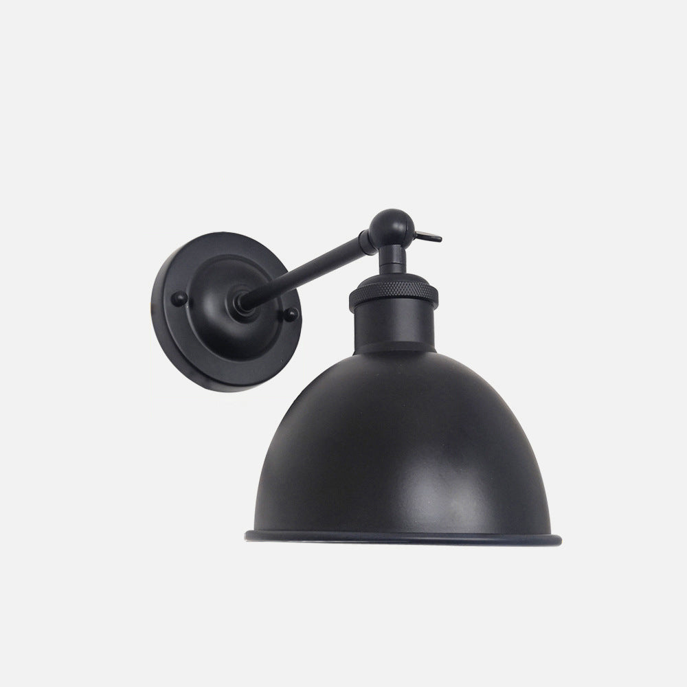 Zeitgenössische industrielle Eisen halbrunde Schatten Rocker Arm 1-Licht Wandleuchte Lampe für Wohnzimmer 
