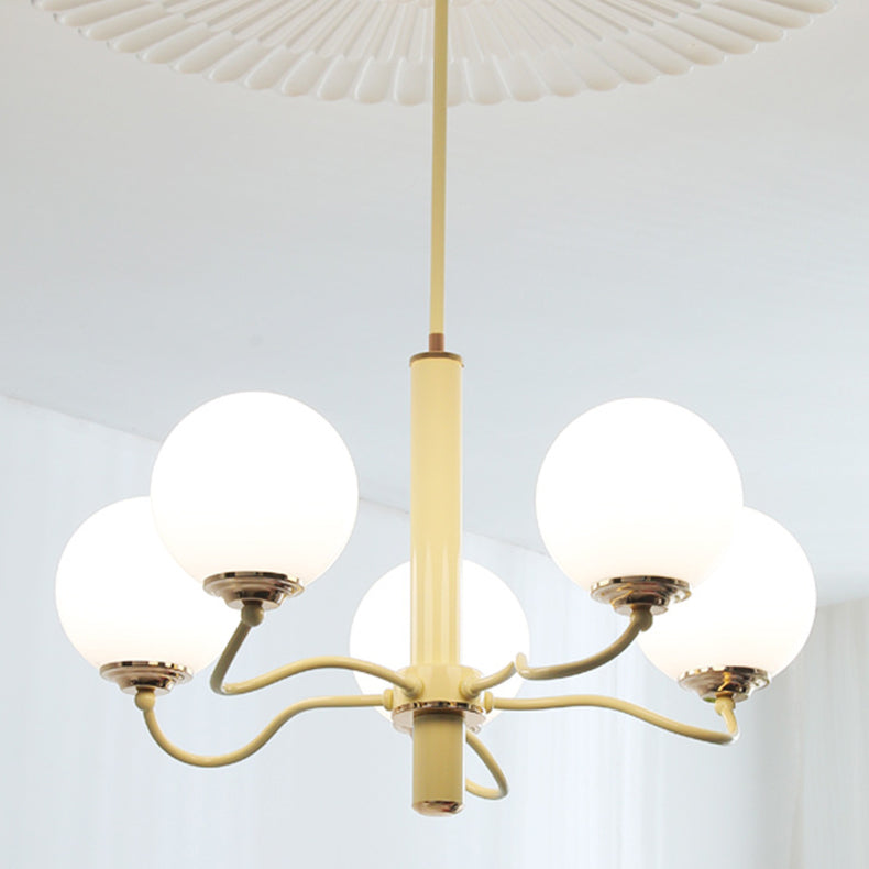 Moderner Mid-Century runder Kronleuchter aus Eisenglas mit 3/5/8 Lichtern für Schlafzimmer 