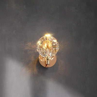 Applique murale à LED avec boule de cristal en matériel de luxe contemporain pour salon 