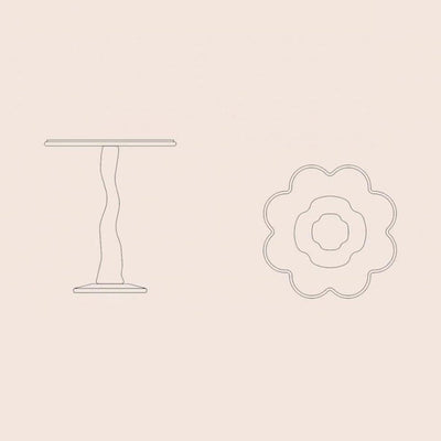 Table d'appoint contemporaine en forme de pétale nordique en bois et fer pour salon 