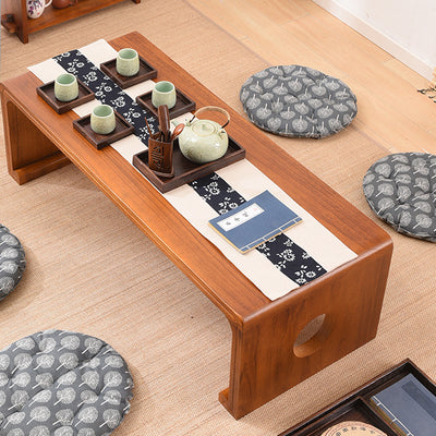 Traditional Chinese Rectangular Solid Wood Side Table 1-Tier For Living Room