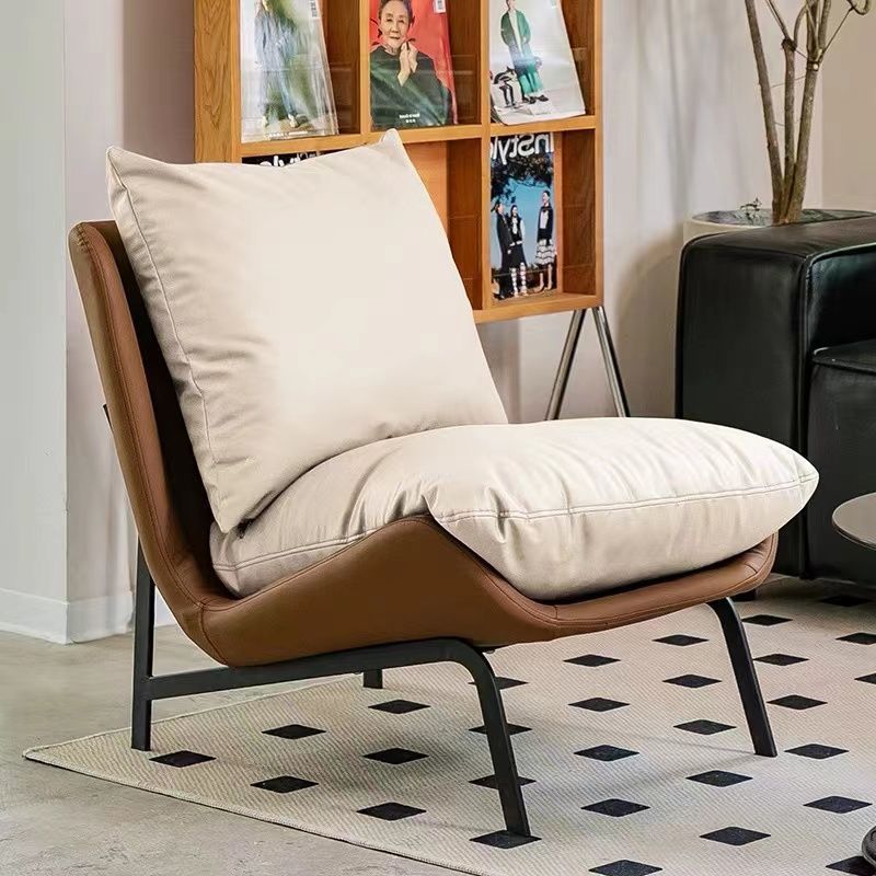Contemporary Scandinavian Faux Leather Carbon Steel Latex Cotton Sofa For Living Room