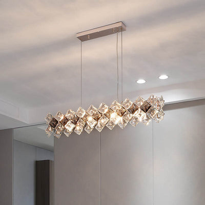 Lustre contemporain en cristal de luxe avec matériel plaqué en cercle de diamant 5/6/7/8/10/14 lumières pour salon 