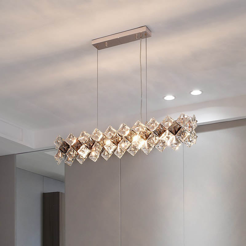 Lustre contemporain en cristal de luxe avec matériel plaqué en cercle de diamant 5/6/7/8/10/14 lumières pour salon 