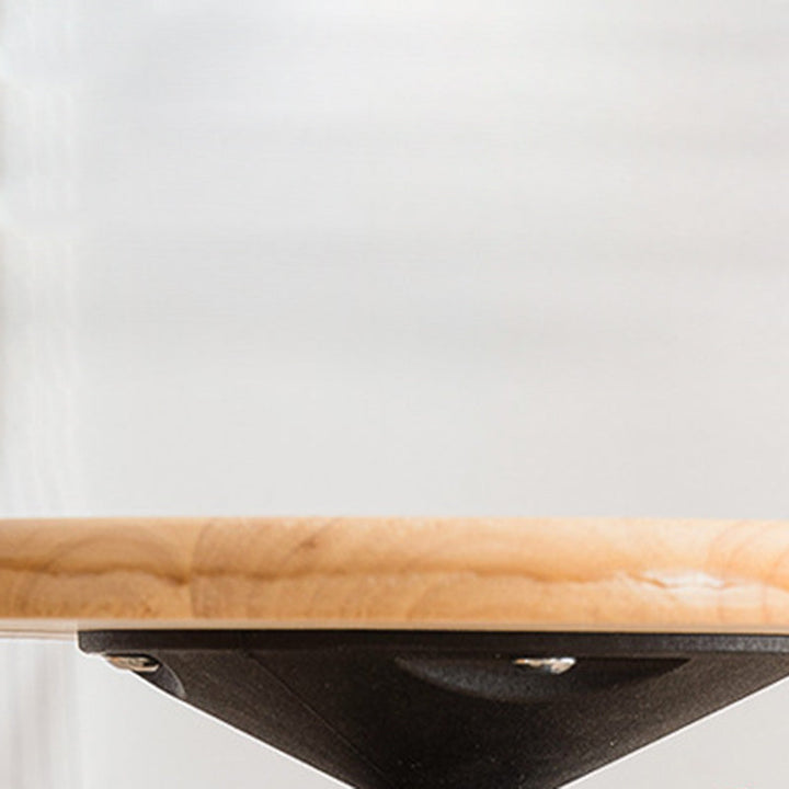 Traditioneller Vintage-Thekenhocker aus Gummibaumholz, rund, mit höhenverstellbarer Nylon-Gewindestange, drehbar, mit Fußstütze, für die Küche 