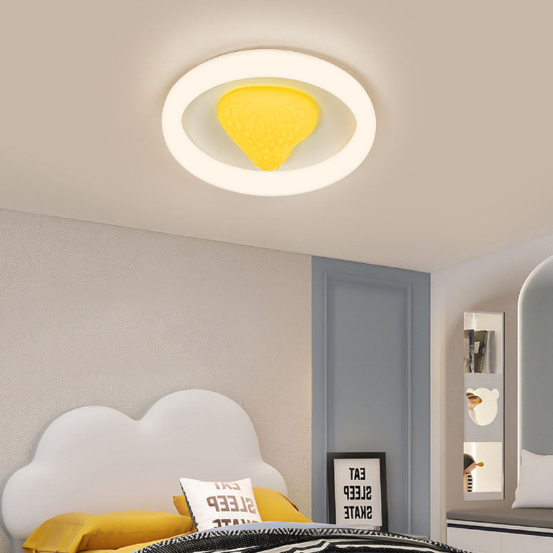 Moderne minimalistische runde Erdbeere Eisen Acryl LED Unterputz Deckenleuchte für Schlafzimmer 