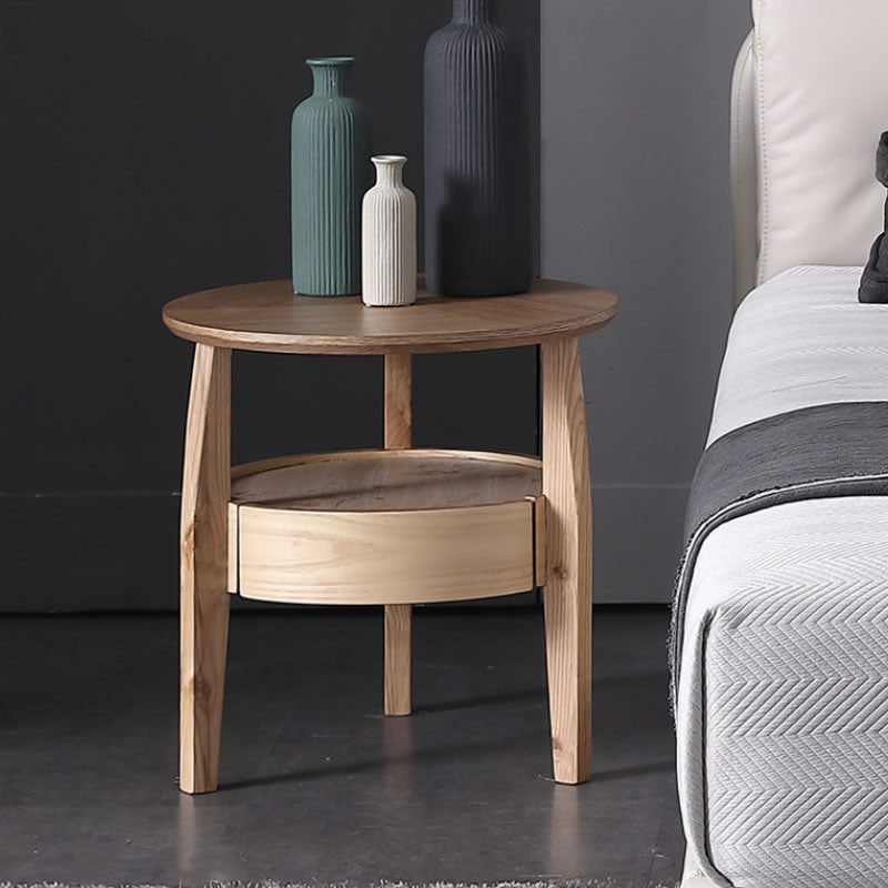 Table basse ronde en bois minimaliste moderne double pour salon 