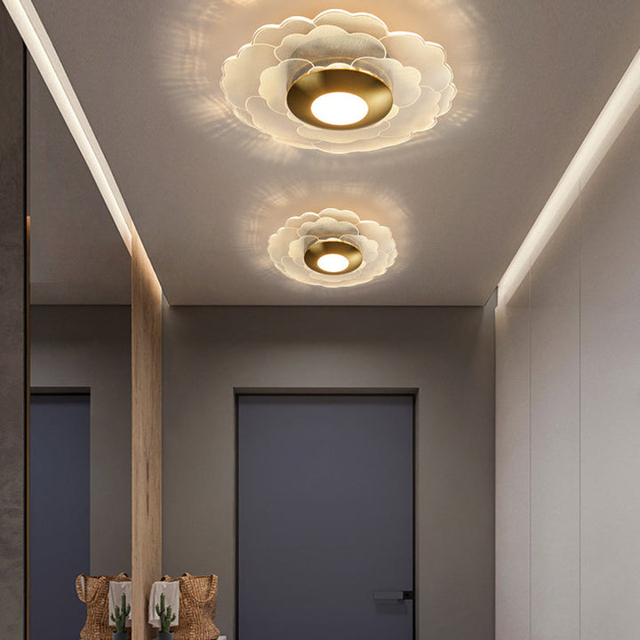 Lustre semi-encastré LED en acrylique à motif géométrique circulaire vertical de luxe contemporain pour salon 
