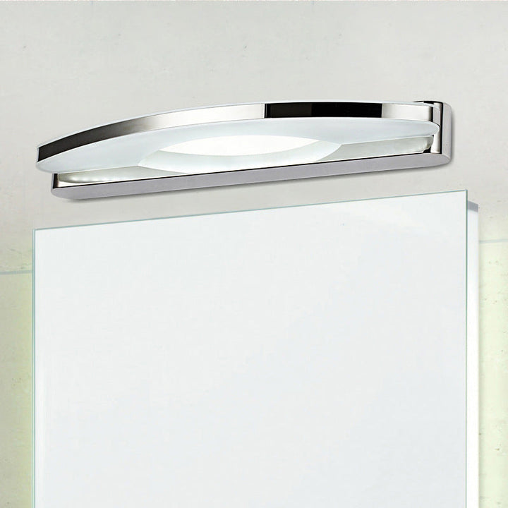 Applique murale contemporaine en acier inoxydable arqué avec LED en acrylique pour miroir de salle de bain 