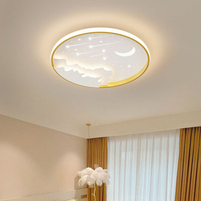 Modern Simplicity Iron Round Children LED Flush Mount Ceiling Light For Bedroom