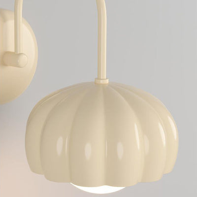 Moderne minimalistische cremefarbene ovale Wandleuchte aus Kunstharz PE mit 1 Licht für Schlafzimmer 
